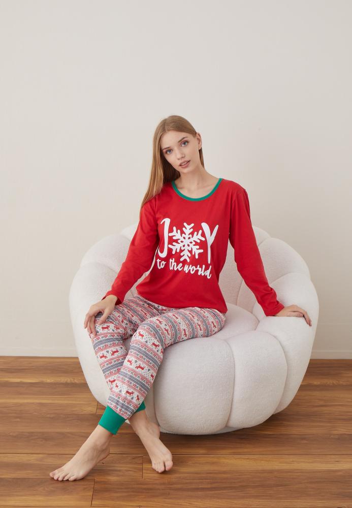 Pijama Dama Craciun ,maneca lunga ,pantaloni lungi,Engros